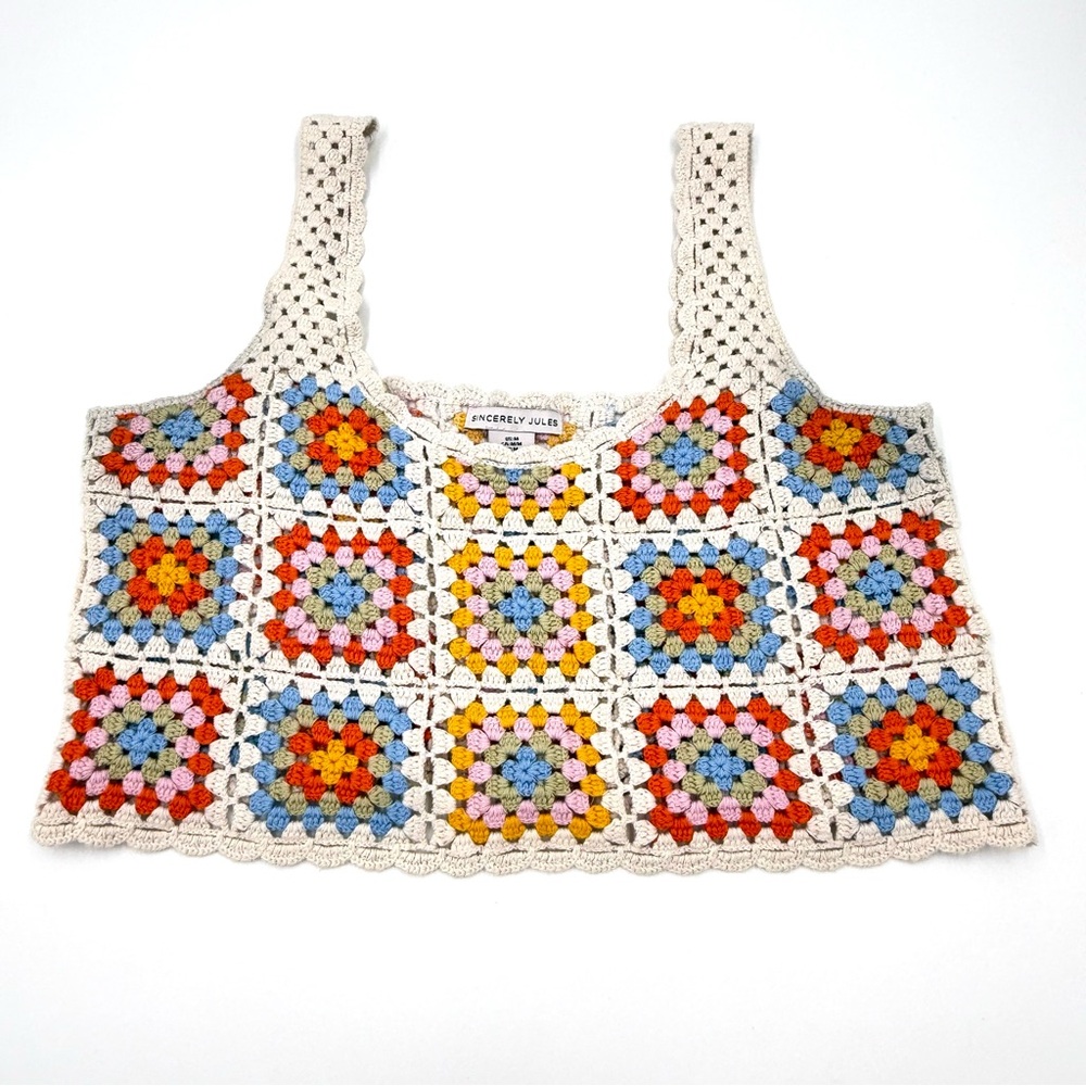 Sincerely Jules Handmade Colorful Crochet Crop Top Size M (CWT0001)